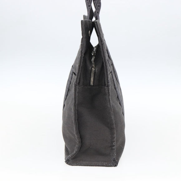 HERMES Her Line MM Hand Bag Canvas Gray Silver Auth th6604