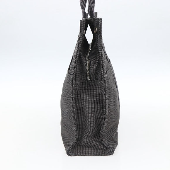 HERMES Her Line MM Hand Bag Canvas Gray Silver Auth th6604