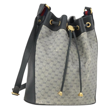 GUCCI Micro GG Supreme Sherry Line Bag PVC Navy Gold 164 02 034 Auth th6606