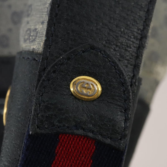 GUCCI Micro GG Supreme Sherry Line Bag PVC Navy Gold 164 02 034 Auth th6606