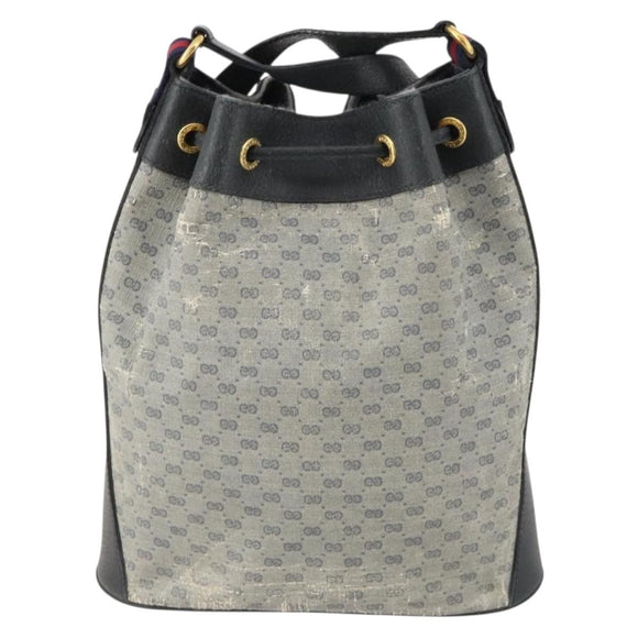GUCCI Micro GG Supreme Sherry Line Bag PVC Navy Gold 164 02 034 Auth th6606