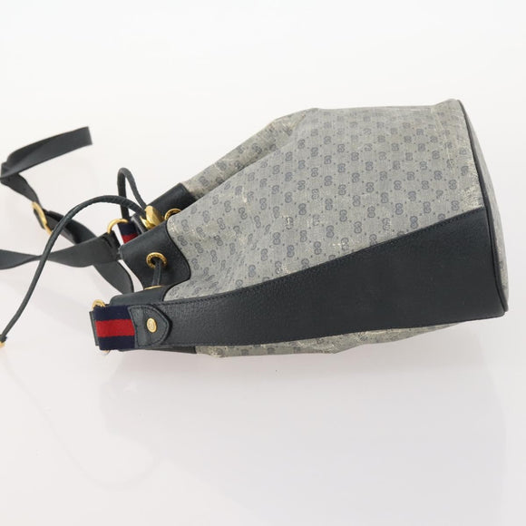 GUCCI Micro GG Supreme Sherry Line Bag PVC Navy Gold 164 02 034 Auth th6606
