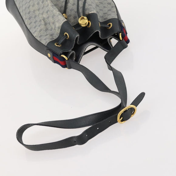 GUCCI Micro GG Supreme Sherry Line Bag PVC Navy Gold 164 02 034 Auth th6606