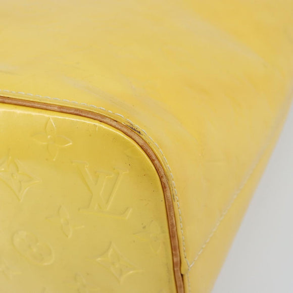 LOUIS VUITTON Monogram Vernis Houston Hand Bag Lime Yellow M91055 LV Auth th6608
