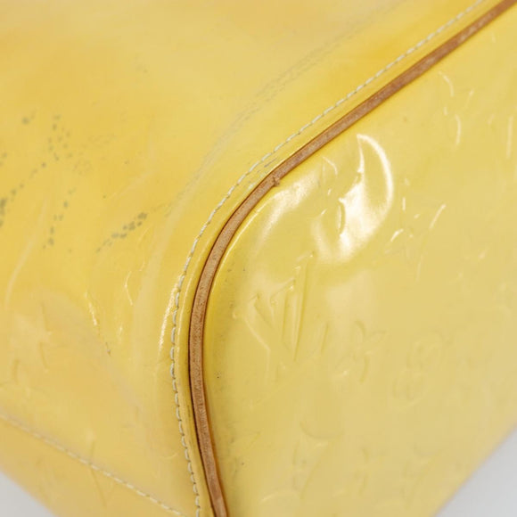LOUIS VUITTON Monogram Vernis Houston Hand Bag Lime Yellow M91055 LV Auth th6608