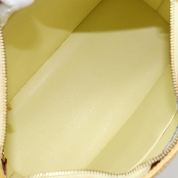 LOUIS VUITTON Monogram Vernis Houston Hand Bag Lime Yellow M91055 LV Auth th6608