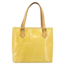 LOUIS VUITTON Monogram Vernis Houston Hand Bag Lime Yellow M91055 LV Auth th6608-13