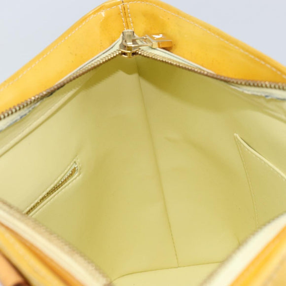 LOUIS VUITTON Monogram Vernis Houston Hand Bag Lime Yellow M91055 LV Auth th6608