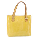 LOUIS VUITTON Monogram Vernis Houston Hand Bag Lime Yellow M91055 LV Auth th6608-2