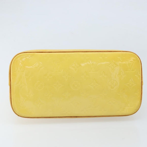 LOUIS VUITTON Monogram Vernis Houston Hand Bag Lime Yellow M91055 LV Auth th6608
