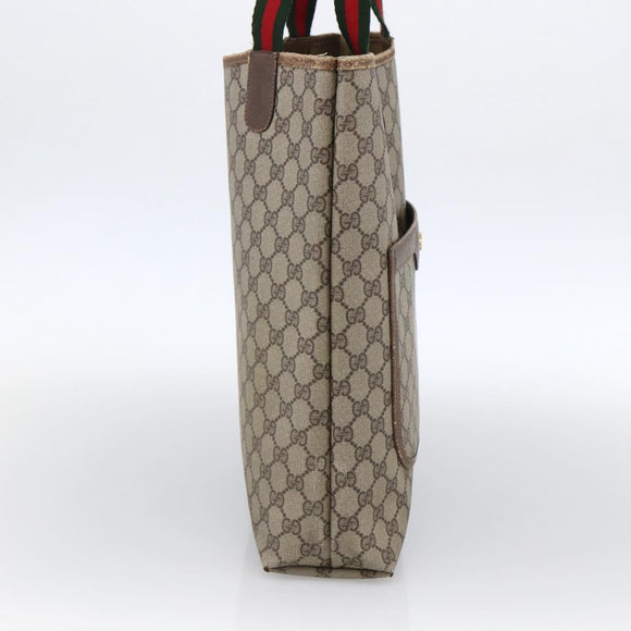 GUCCI GG Supreme Web Sherry Line Tote Bag PVC Beige Gold 39 02 003 Auth th6613