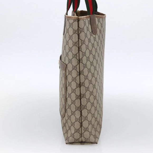 GUCCI GG Supreme Web Sherry Line Tote Bag PVC Beige Gold 39 02 003 Auth th6613