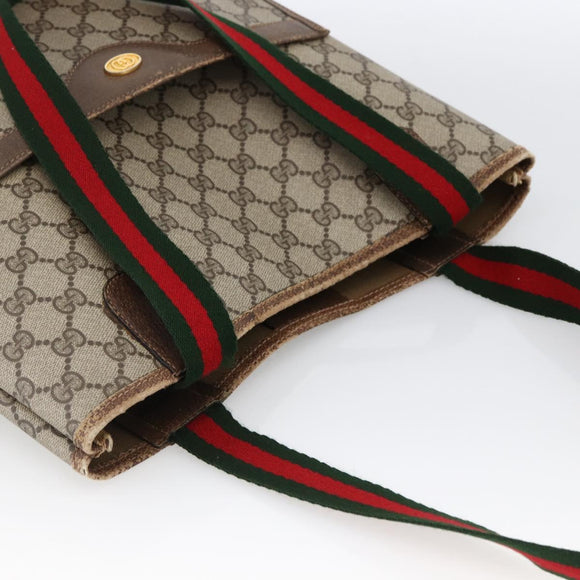 GUCCI GG Supreme Web Sherry Line Tote Bag PVC Beige Gold 39 02 003 Auth th6613