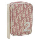 Christian Dior Trotter Canvas Pouch PVC Pink Silver Auth th6638-1