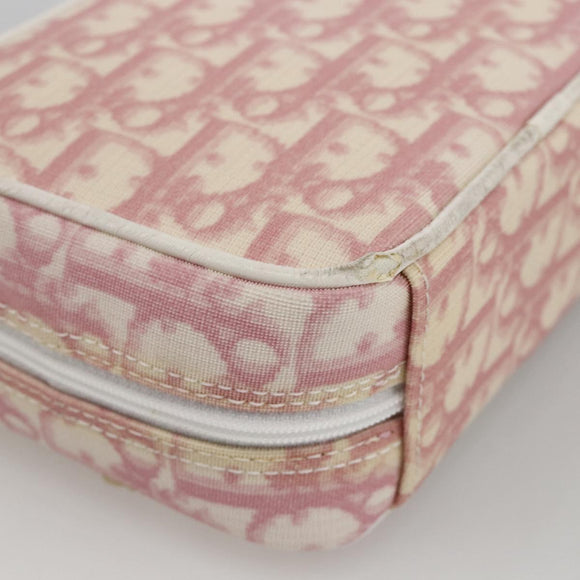 Christian Dior Trotter Canvas Pouch PVC Pink Silver Auth th6638