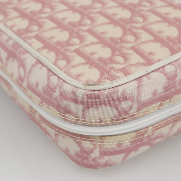 Christian Dior Trotter Canvas Pouch PVC Pink Silver Auth th6638