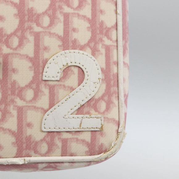 Christian Dior Trotter Canvas Pouch PVC Pink Silver Auth th6638