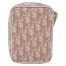 Christian Dior Trotter Canvas Pouch PVC Pink Silver Auth th6638-2