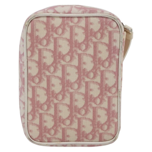 Christian Dior Trotter Canvas Pouch PVC Pink Silver Auth th6638