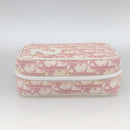 Christian Dior Trotter Canvas Pouch PVC Pink Silver Auth th6638-3