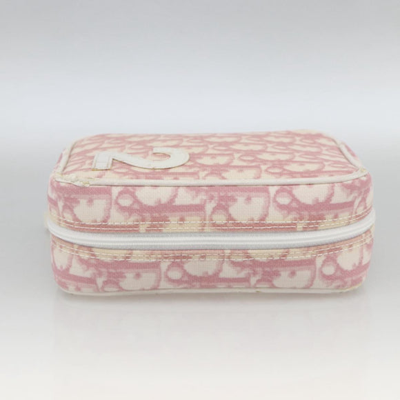 Christian Dior Trotter Canvas Pouch PVC Pink Silver Auth th6638