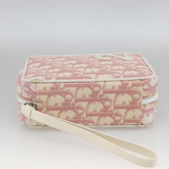 Christian Dior Trotter Canvas Pouch PVC Pink Silver Auth th6638