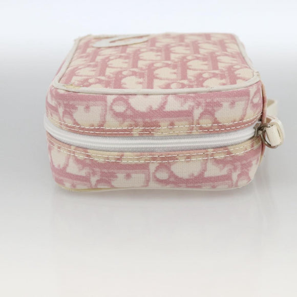 Christian Dior Trotter Canvas Pouch PVC Pink Silver Auth th6638