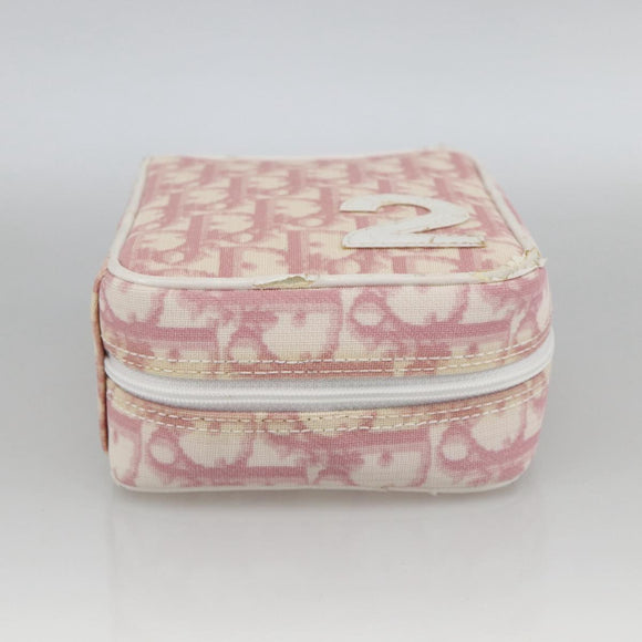 Christian Dior Trotter Canvas Pouch PVC Pink Silver Auth th6638