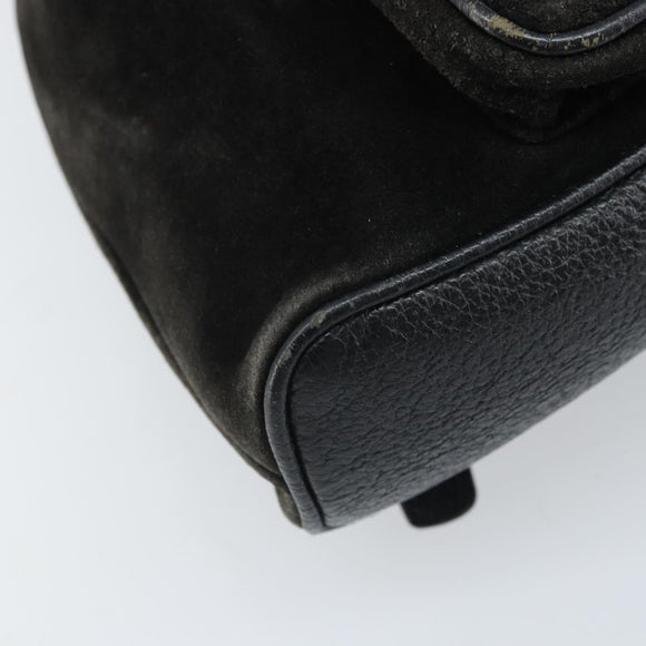 GUCCI Bamboo Backpack Suede Black Gold 003 1956 0030 Auth th6639