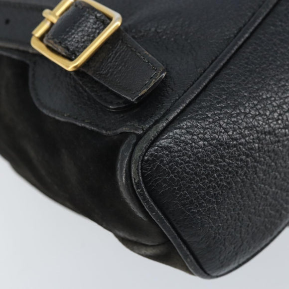 GUCCI Bamboo Backpack Suede Black Gold 003 1956 0030 Auth th6639