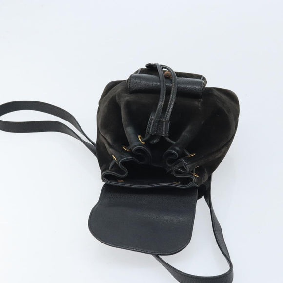 GUCCI Bamboo Backpack Suede Black Gold 003 1956 0030 Auth th6639