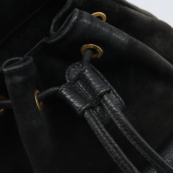 GUCCI Bamboo Backpack Suede Black Gold 003 1956 0030 Auth th6639