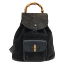 GUCCI Bamboo Backpack Suede Black Gold 003 1956 0030 Auth th6639-13
