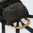 GUCCI Bamboo Backpack Suede Black Gold 003 1956 0030 Auth th6639-6