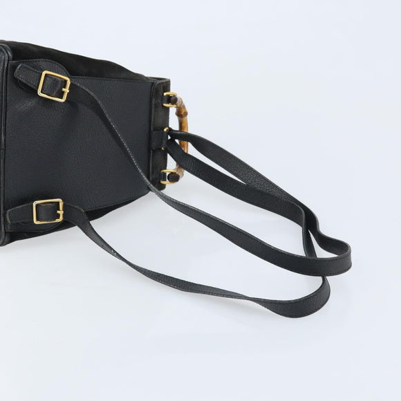 GUCCI Bamboo Backpack Suede Black Gold 003 1956 0030 Auth th6639
