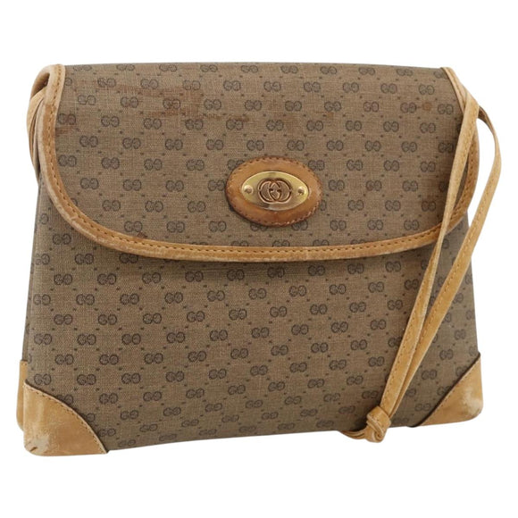 GUCCI Micro GG Supreme Shoulder Bag PVC Beige Gold 007 92 5548 Auth th6642