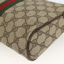GUCCI GG Supreme Web Sherry Line Clutch Bag PVC Beige Gold Auth th6643-10