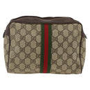 GUCCI GG Supreme Web Sherry Line Clutch Bag PVC Beige Gold Auth th6643-2