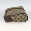 GUCCI GG Supreme Web Sherry Line Clutch Bag PVC Beige Gold Auth th6643-4