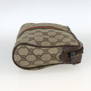 GUCCI GG Supreme Web Sherry Line Clutch Bag PVC Beige Gold Auth th6643-5