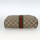 GUCCI GG Supreme Web Sherry Line Clutch Bag PVC Beige Gold Auth th6643-7