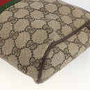 GUCCI GG Supreme Web Sherry Line Clutch Bag PVC Beige Gold Auth th6643-8