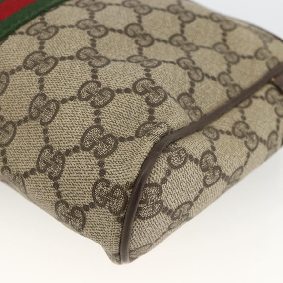 GUCCI GG Supreme Web Sherry Line Clutch Bag PVC Beige Gold Auth th6643