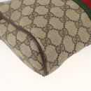 GUCCI GG Supreme Web Sherry Line Clutch Bag PVC Beige Gold Auth th6643-9