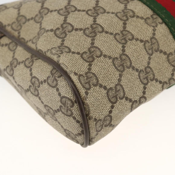 GUCCI GG Supreme Web Sherry Line Clutch Bag PVC Beige Gold Auth th6643