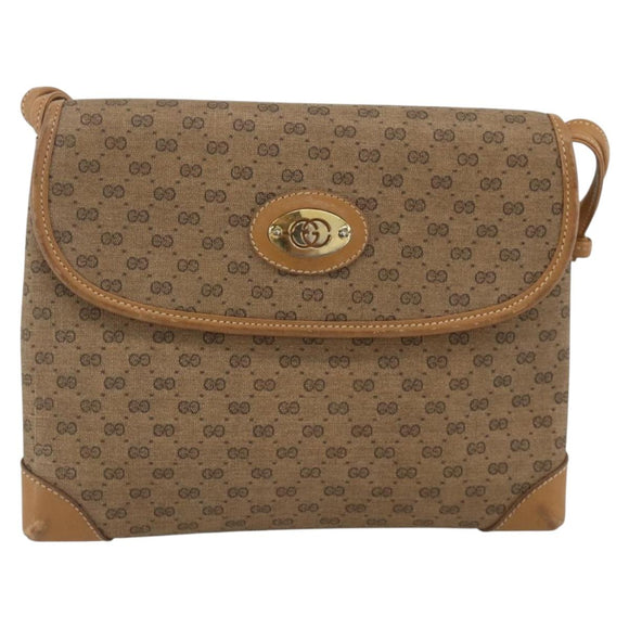 GUCCI Micro GG Supreme Shoulder Bag PVC Beige Gold 14 007 5548 Auth th6655