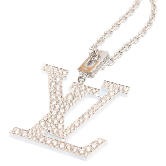 LOUIS VUITTON Pandantif LV XL Necklace White Gold Diamond Q93821 Auth 27695SM
