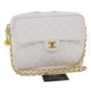 CHANEL Matelasse Chain Shoulder Bag Caviar Skin Gold White CC Auth am1370gAV-1