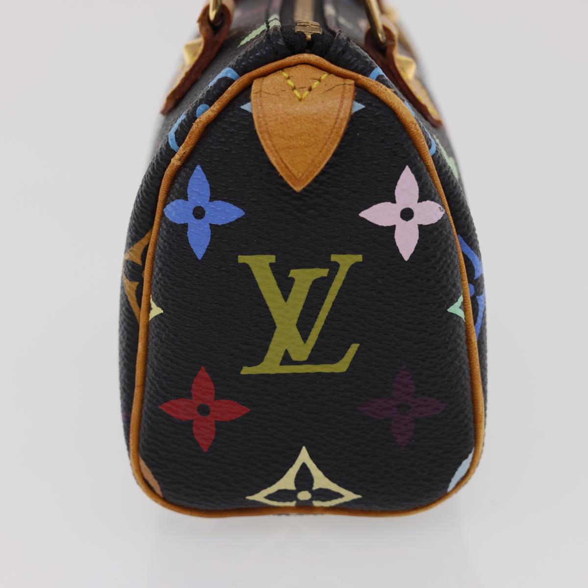 LOUIS VUITTON Monogram Multicolor Mini Speedy Hand Bag Black M92644 Auth 25658A