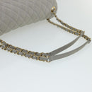 CHANEL Lamb Skin Matelasse Double Chain Shoulder Bag Gray CC Auth am1097gA-8